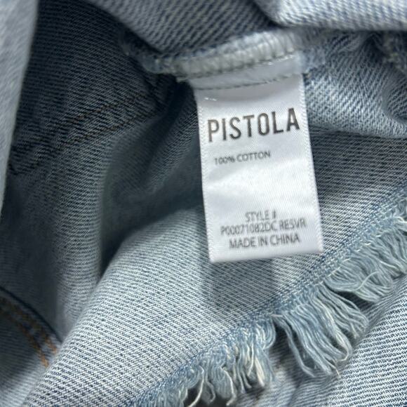 Pistola Nina Denim Mini Dress Raw Hem Snaps Acid Wash Size XS - Picture 6 of 9